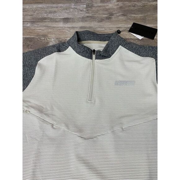 Rawgear Mens Athletic Cream Shirt Workout Half Zip Sz L - Picture 3 of 4